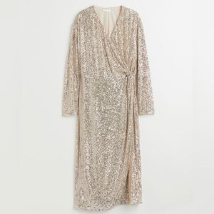 H&M Champagne Sequined Dress, Size Large